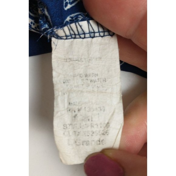 Jesse & J Blue White Elephant Shorts Romper Size Large - Picture 9 of 9